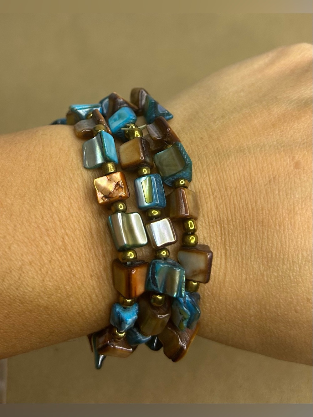 5 for $25🔥Set of 3 Multi-Color Cube Beaded Elastic Bracelets